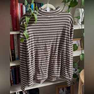 Striped Long Sleeve Turtleneck Top